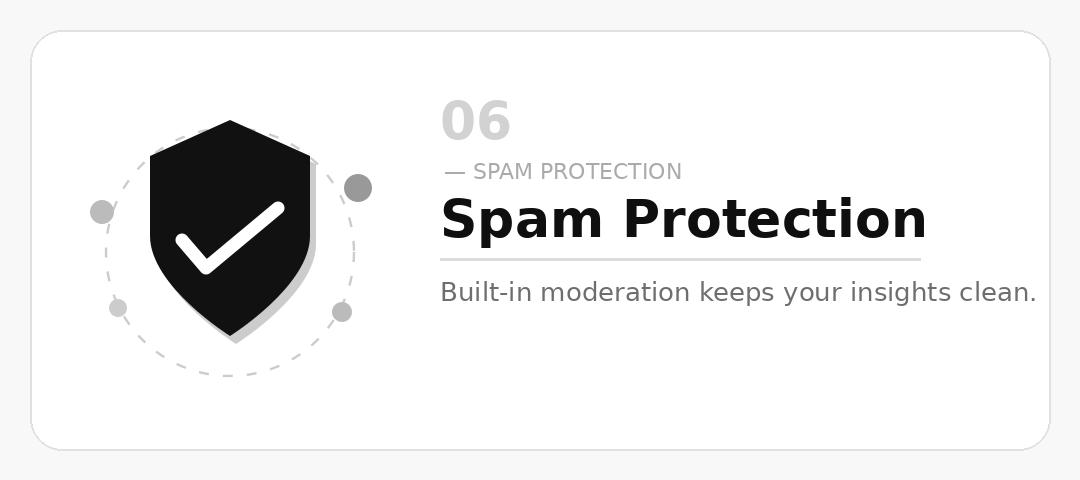 MonkFeed Spam Protection — moderation and filtering that keep feedback clean and actionable MonkFeed Spam Protection — moderation and filtering that keep feedback clean and actionable